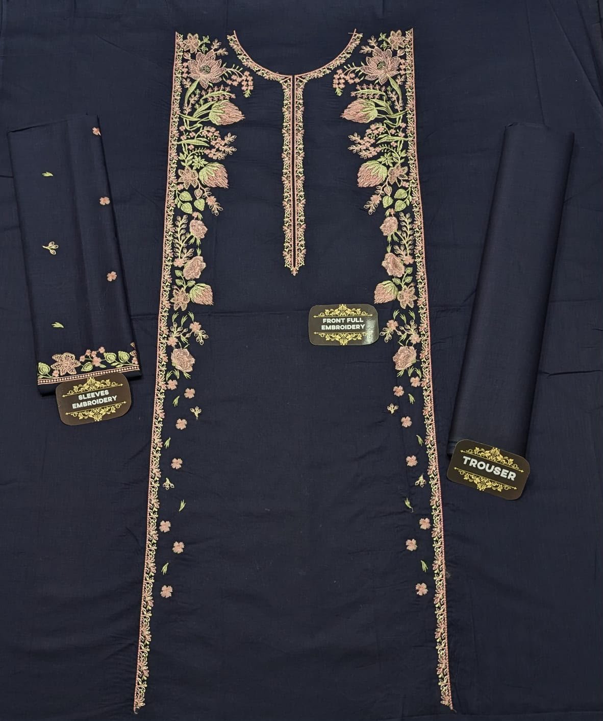 Elegant Dark Plum Embroidered Dhanak Unstitched 2-Piece Suit — alternate view
