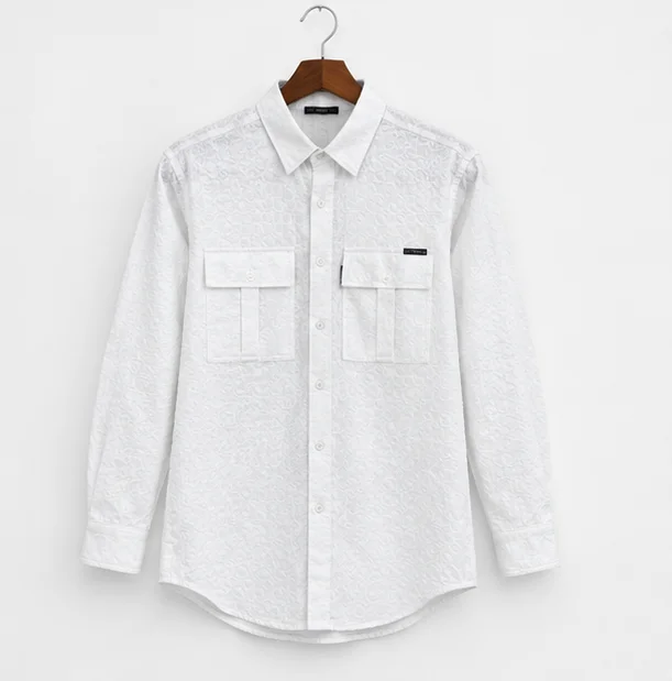 Premium White Textured Dobby Cotton Casual Shirt