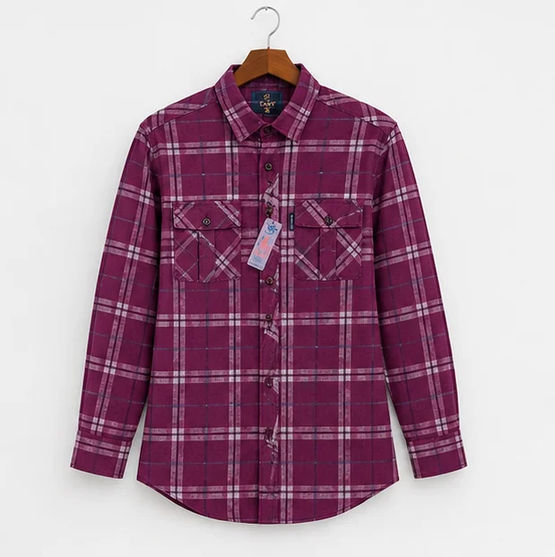 Premium Plum Checkered Katrai Casual Shirt