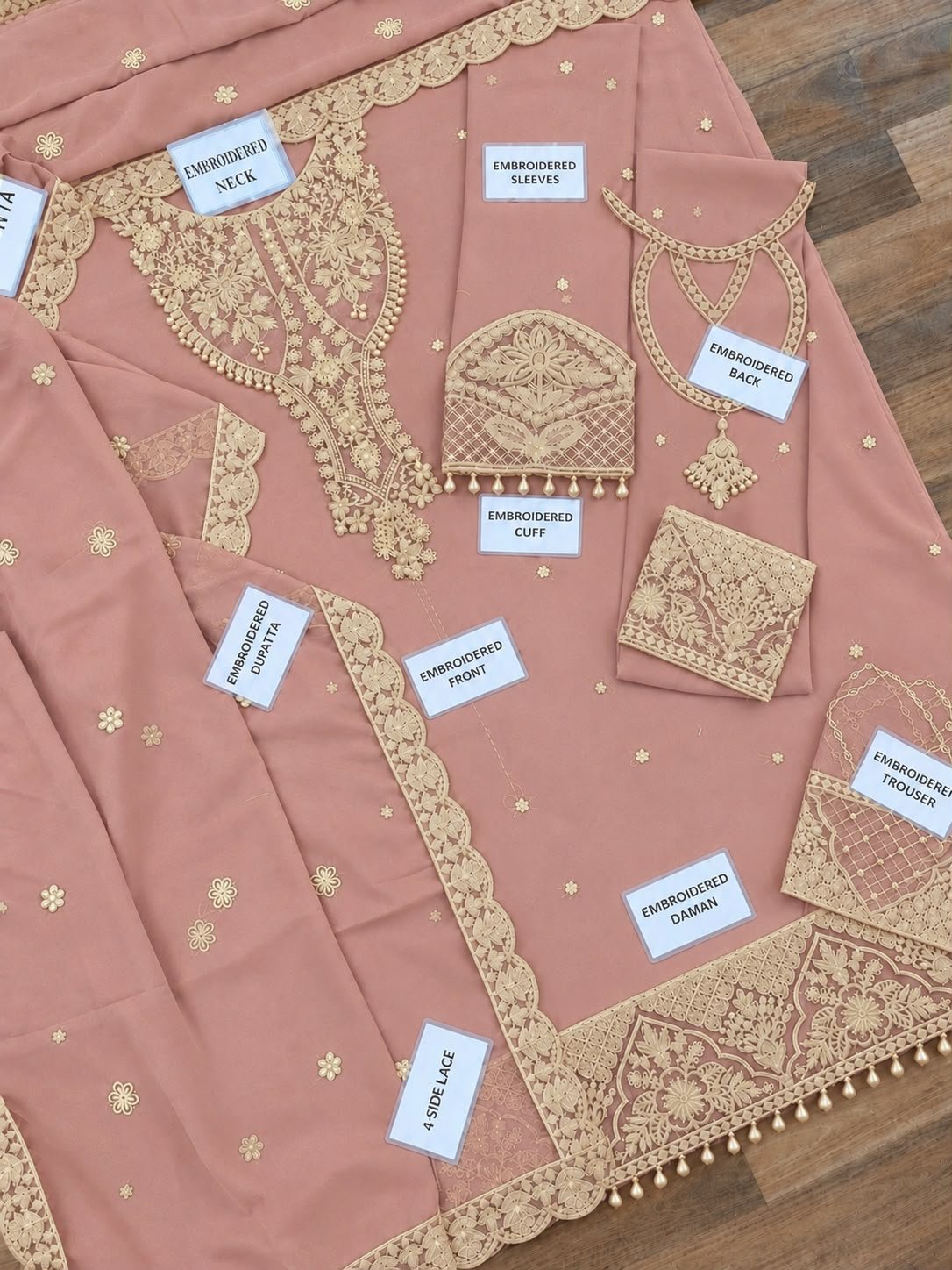 Alizeh Luxury Pink Chiffon Embroidered 3-Piece Suit view 2