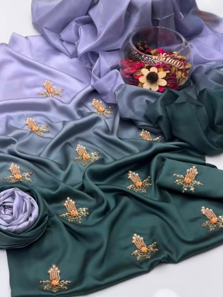 Premium Shamoze Silk Tie & Dye 3-Piece Suit (Lilac & Dark Teal) — alternate view
