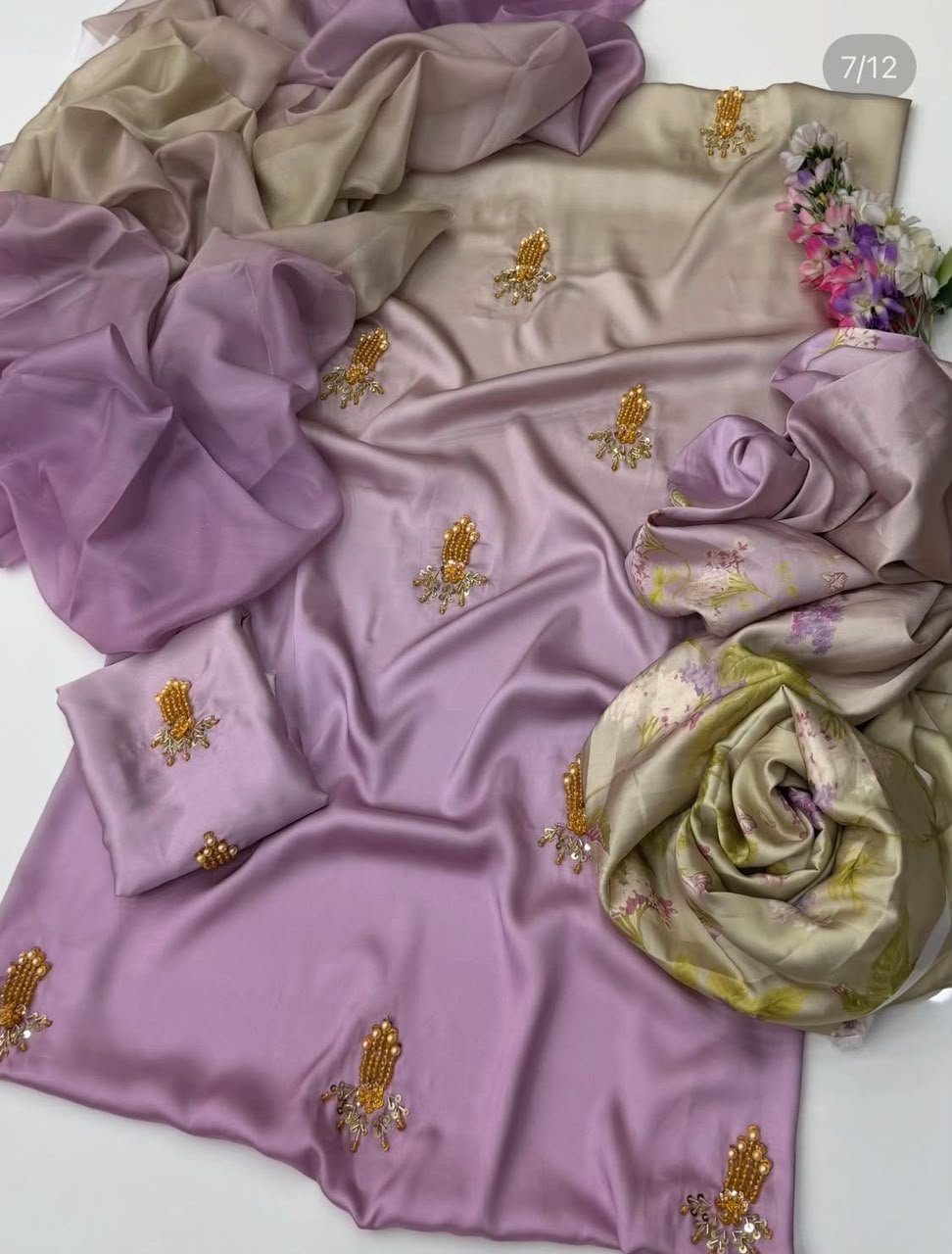 Premium Shamoze Silk Tie & Dye 3-Piece Suit (Lavender & Champagne) — alternate view