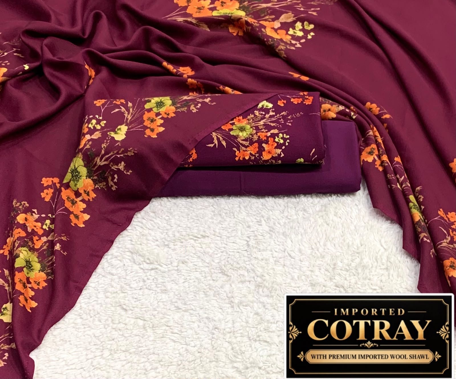 IT Original Imported Cotray 3PC – Maroon Floral