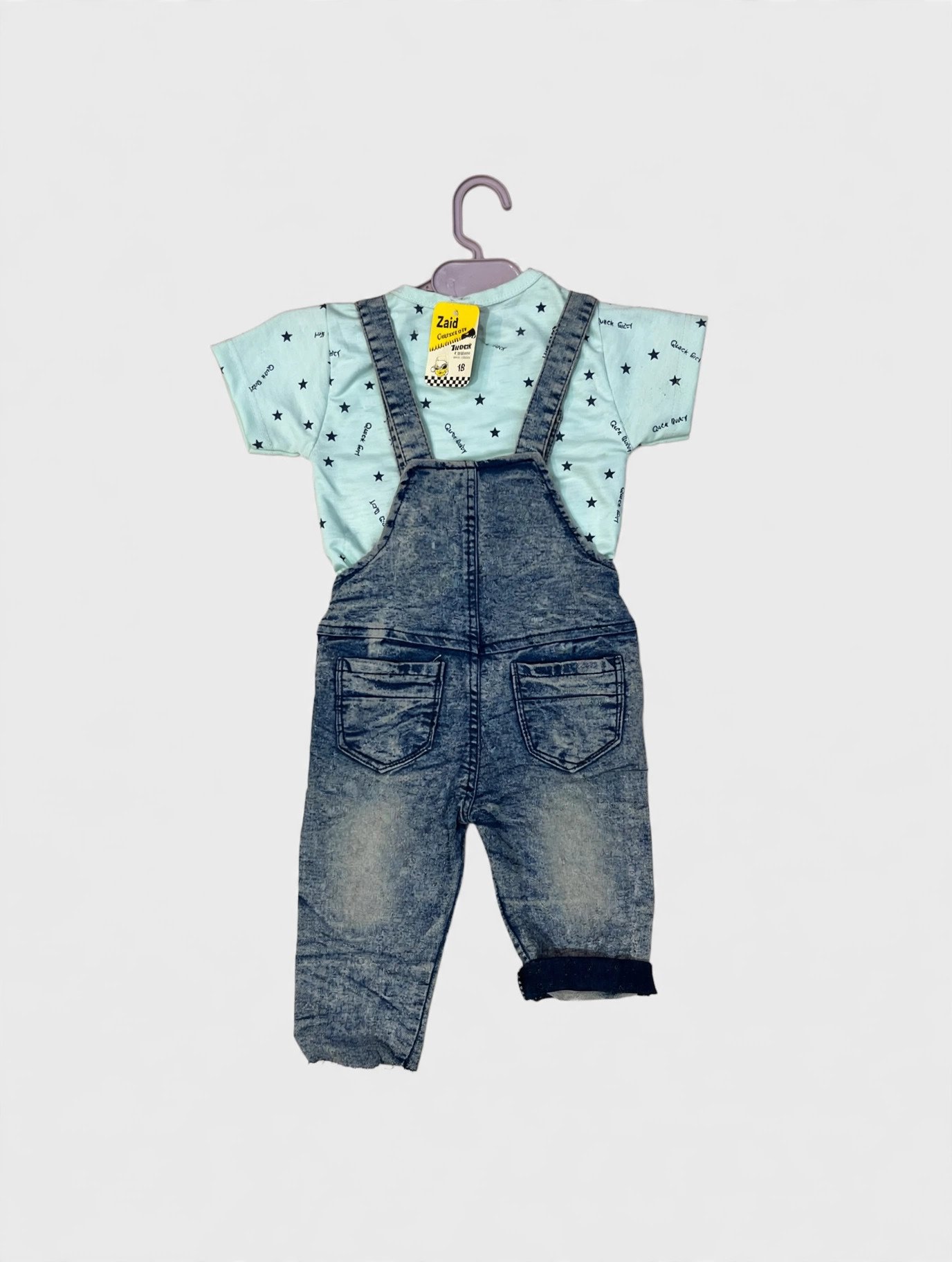 Baby Mint Star Dungaree Set with T-Shirt – MR.DENIM — alternate view