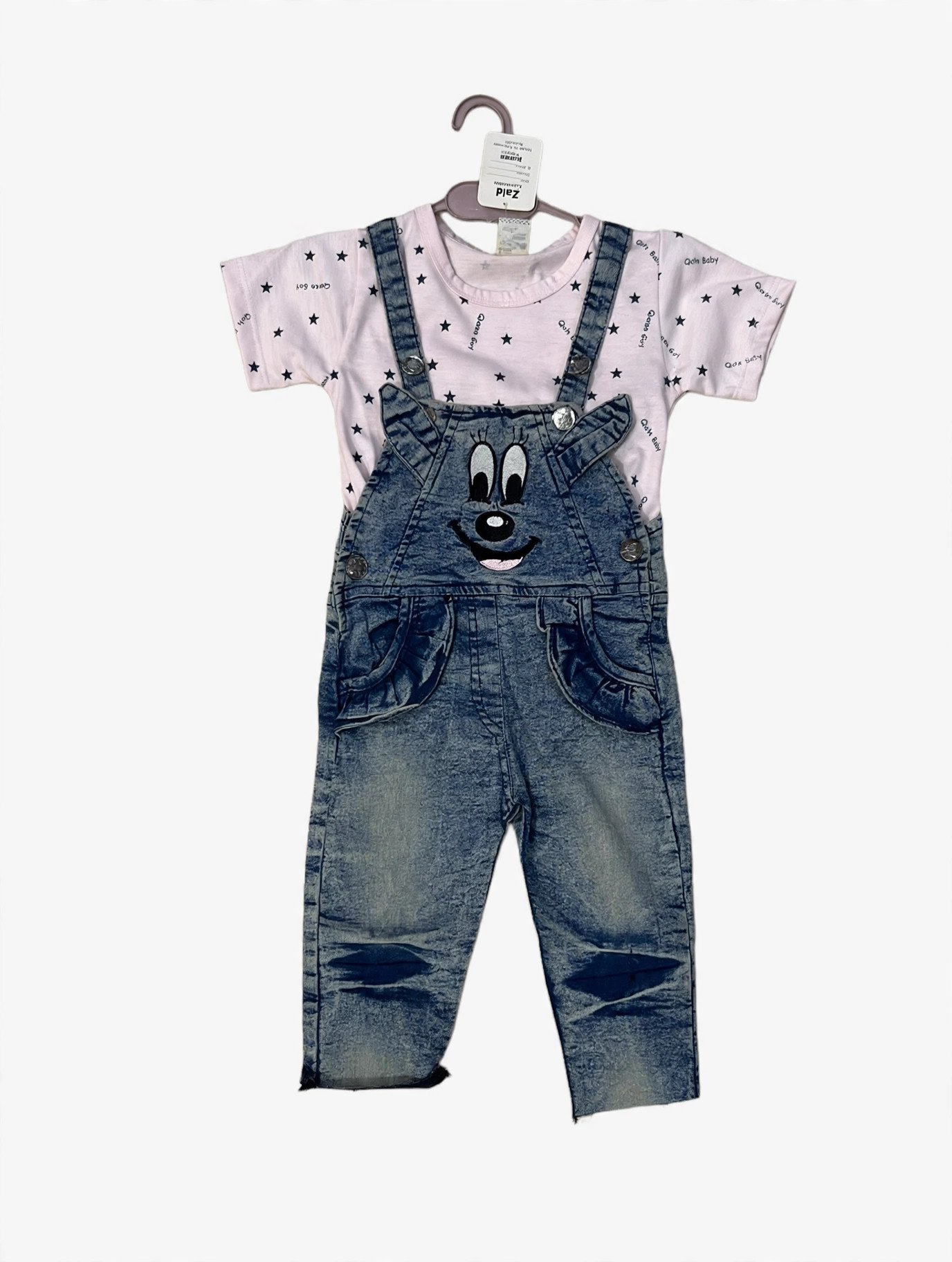 Baby Pink Star Dungaree Set with T-Shirt – MR.DENIM