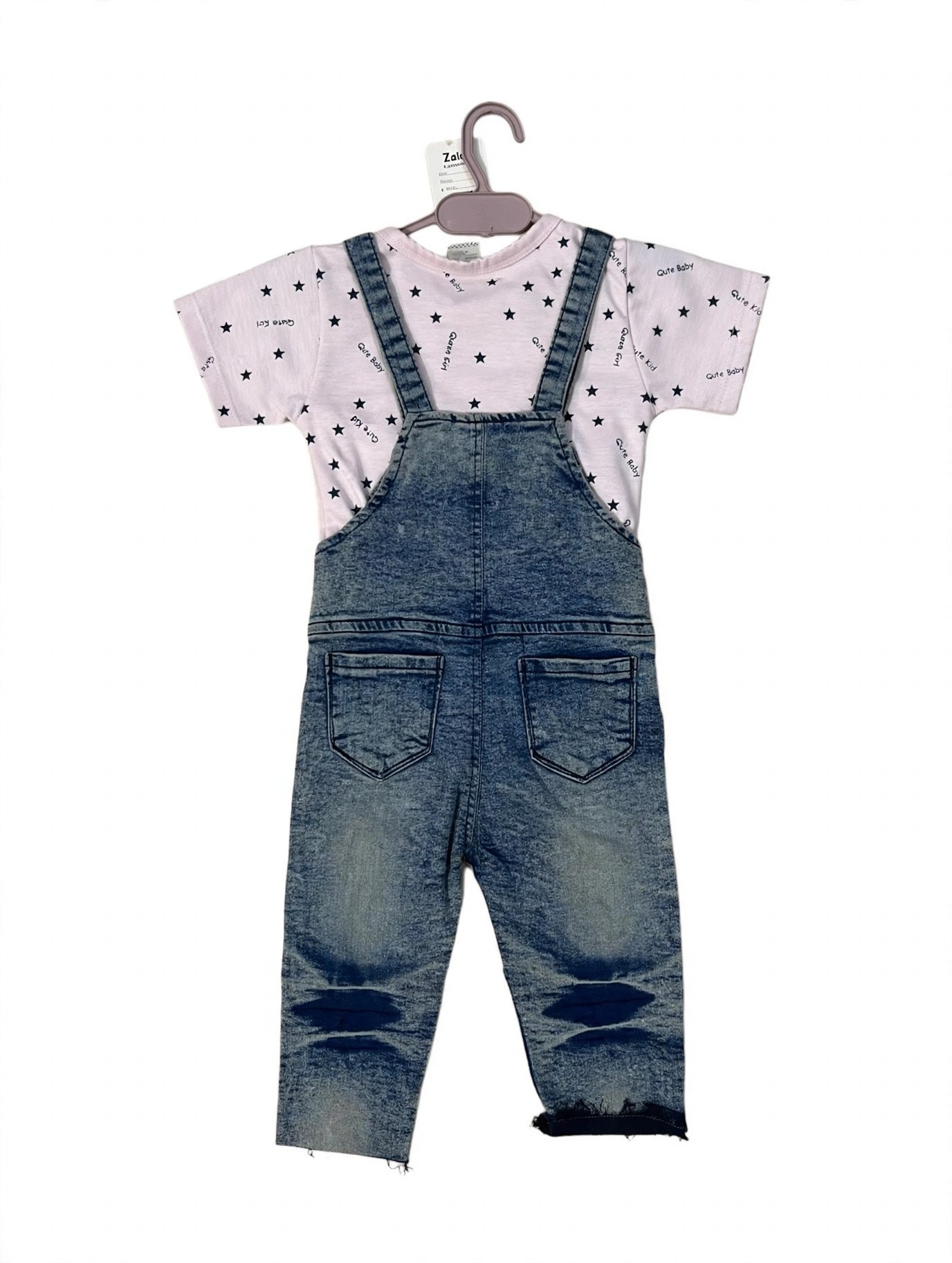 Baby Pink Star Dungaree Set with T-Shirt – MR.DENIM — alternate view