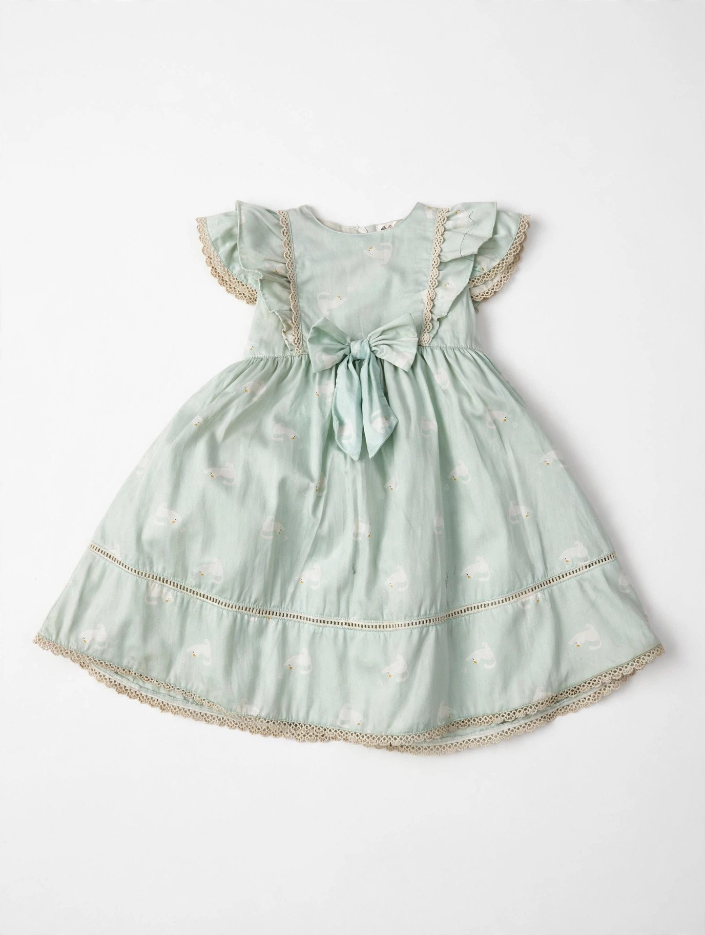 Baby Mint Bow Frock with Lace – MR.DENIM
