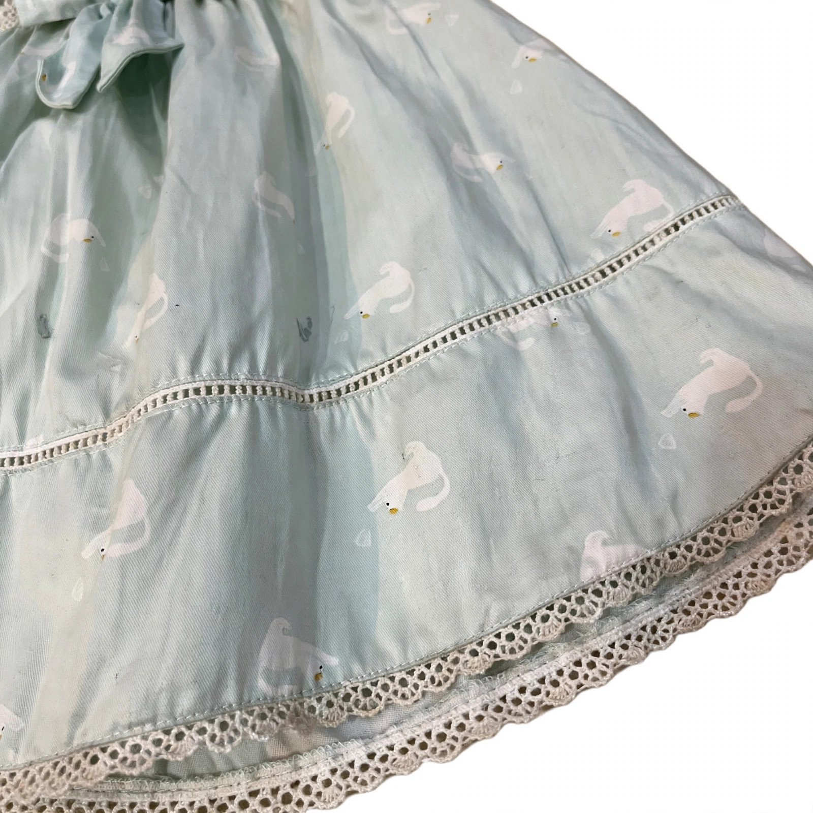 Baby Mint Bow Frock with Lace – MR.DENIM view 3