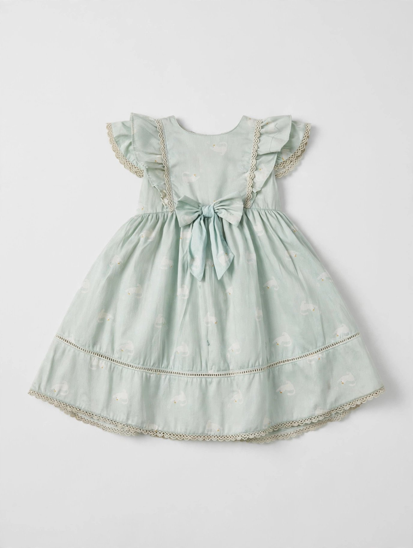 Baby Mint Bow Frock with Lace – MR.DENIM view 4