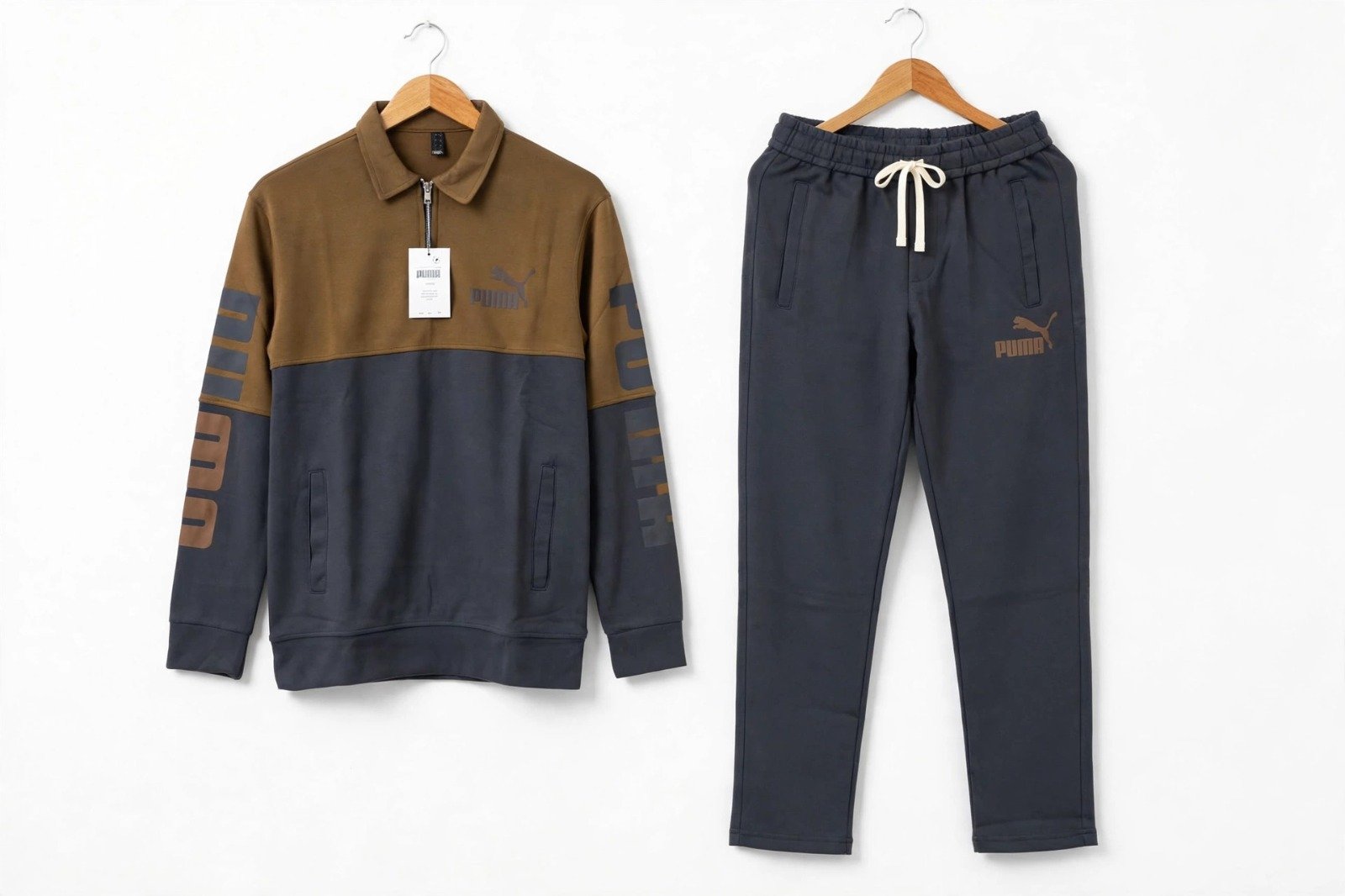 Men's Grey Two-Tone Quarter-Zip Scuba Tracksuit — alternate view