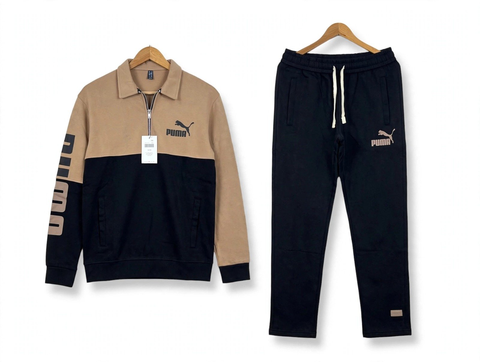 Men's Black Two-Tone Quarter-Zip Scuba Tracksuit — alternate view