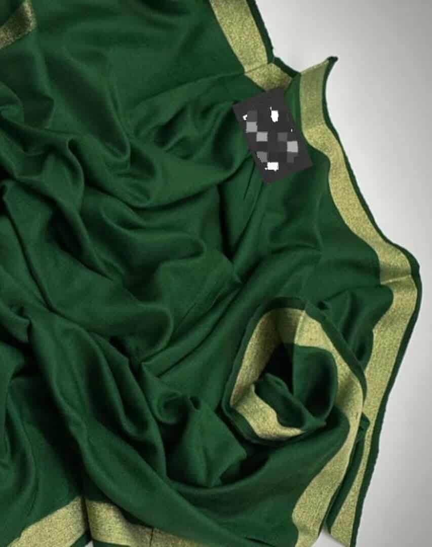 Luxury Emerald Green Pashmina Wool Shawl with Gold Tilla Border